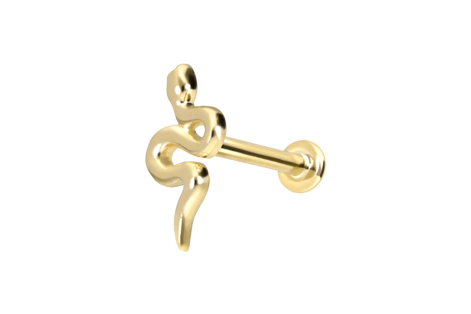 14 Karat Gold Labret Piercing mit Push Fit SCHLANGE